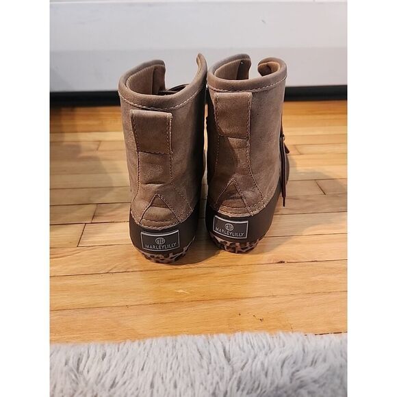 Marley Lilly Duck Boots Women Size 6 Brown Waterproof Rain Boots Leopard NICE - Picture 4 of 9